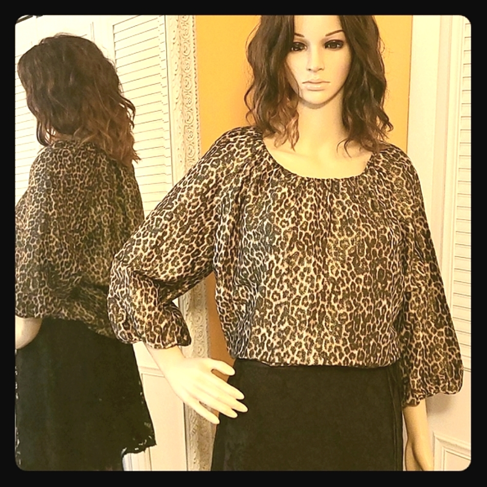 Talbots Metallic Poet-Style Blouse